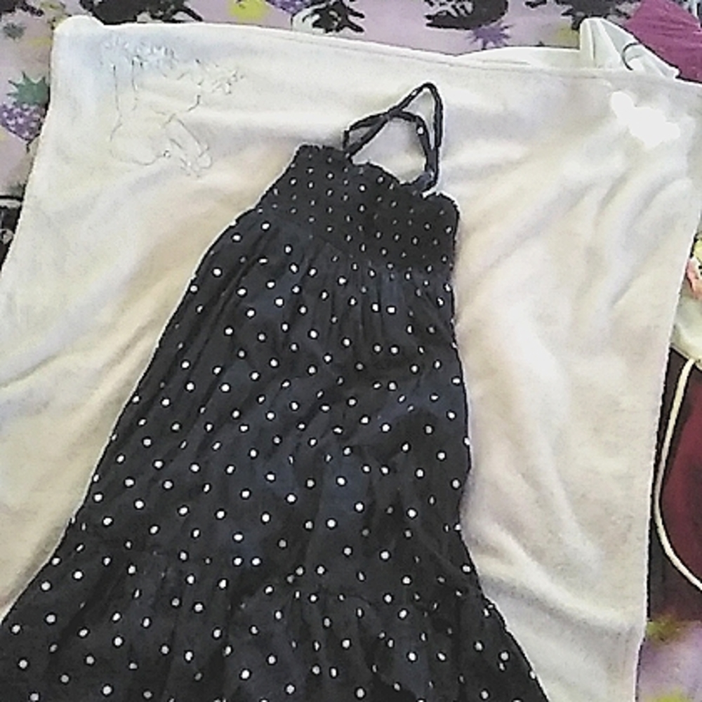 Old Navy. S regular blue w white polka dots